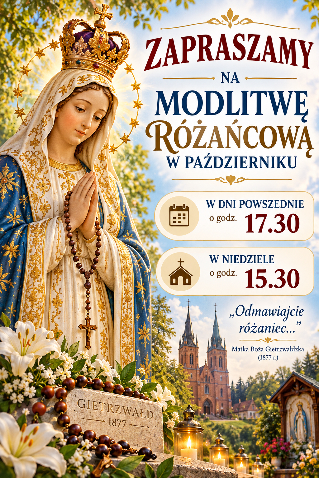 Zaproszenie na Modlitwę Różańcową